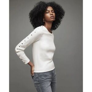 All Saints Ava Long Sleeve Top With Snap Buttons NWT